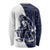 Funny Bigfoot Blue Military Texture Fish Long Sleeve Shirt - Wonder Print Shop