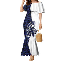 Funny Bigfoot Blue Military Texture Fish Mermaid Dress - Wonder Print Shop