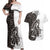 Funny Bigfoot Gray Military Texture Fish Couples Matching Off Shoulder Maxi Dress and Hawaiian Shirt - Wonder Print Shop