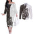 Funny Bigfoot Gray Military Texture Fish Couples Matching Off The Shoulder Long Sleeve Dress and Long Sleeve Button Shirt