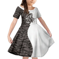 Funny Bigfoot Gray Military Texture Fish Family Matching Mermaid Dress and Hawaiian Shirt - Wonder Print Shop