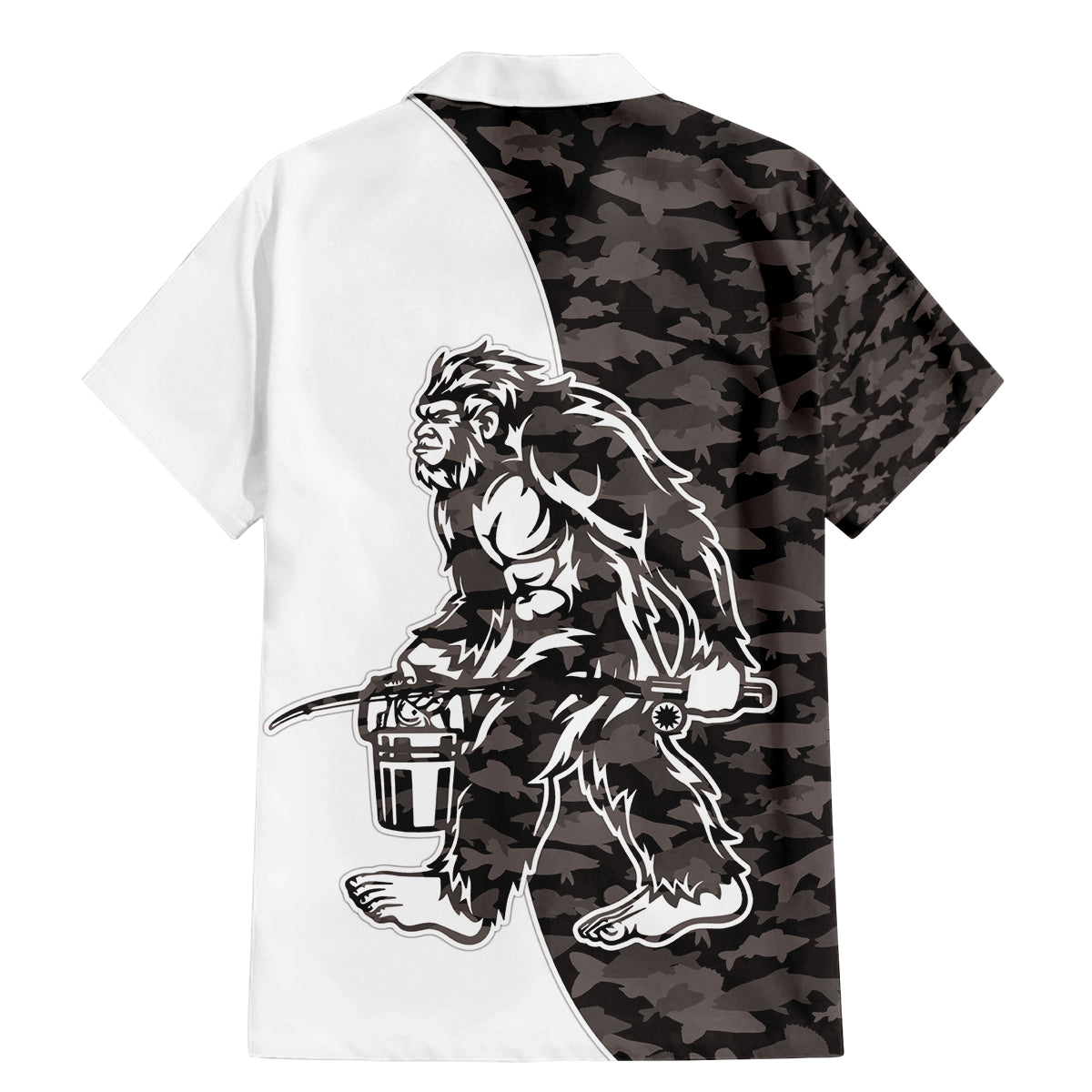 Funny Bigfoot Gray Military Texture Fish Family Matching Mermaid Dress and Hawaiian Shirt - Wonder Print Shop