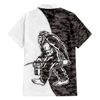 Funny Bigfoot Gray Military Texture Fish Family Matching Off Shoulder Maxi Dress and Hawaiian Shirt - Wonder Print Shop