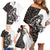 Funny Bigfoot Gray Military Texture Fish Family Matching Off Shoulder Short Dress and Hawaiian Shirt - Wonder Print Shop