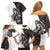 Funny Bigfoot Gray Military Texture Fish Family Matching Off Shoulder Short Dress and Hawaiian Shirt - Wonder Print Shop