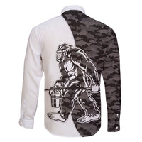 Funny Bigfoot Gray Military Texture Fish Family Matching Tank Maxi Dress and Hawaiian Shirt - Wonder Print Shop