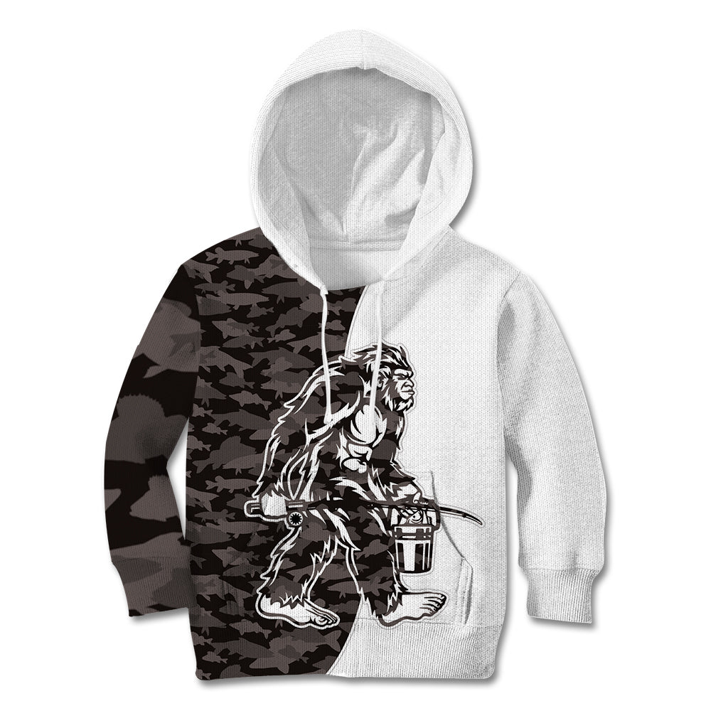 Funny Bigfoot Gray Military Texture Fish Kid Hoodie - Wonder Print Shop