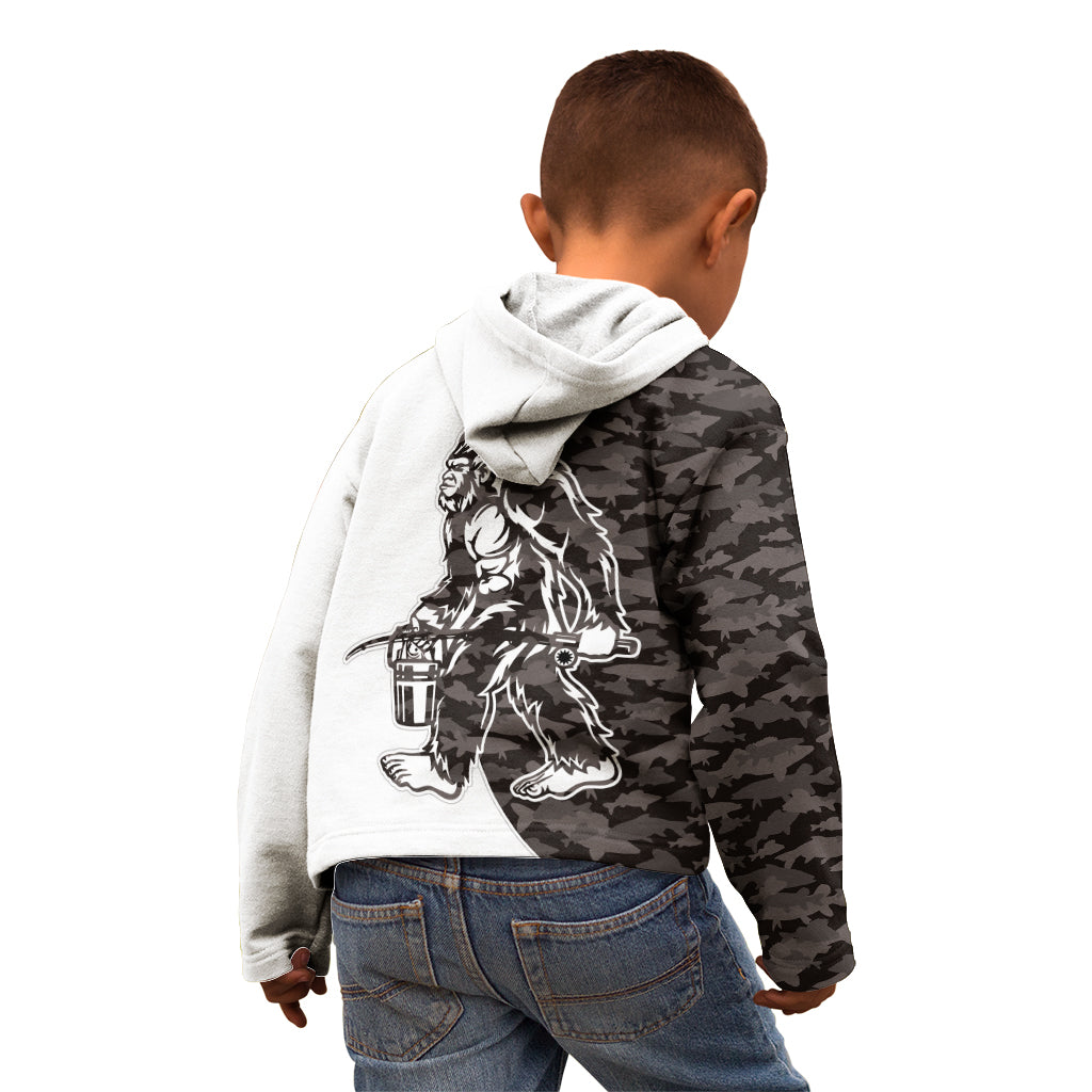 Funny Bigfoot Gray Military Texture Fish Kid Hoodie - Wonder Print Shop