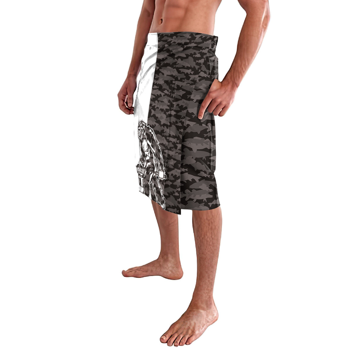 Funny Bigfoot Gray Military Texture Fish Lavalava - Wonder Print Shop