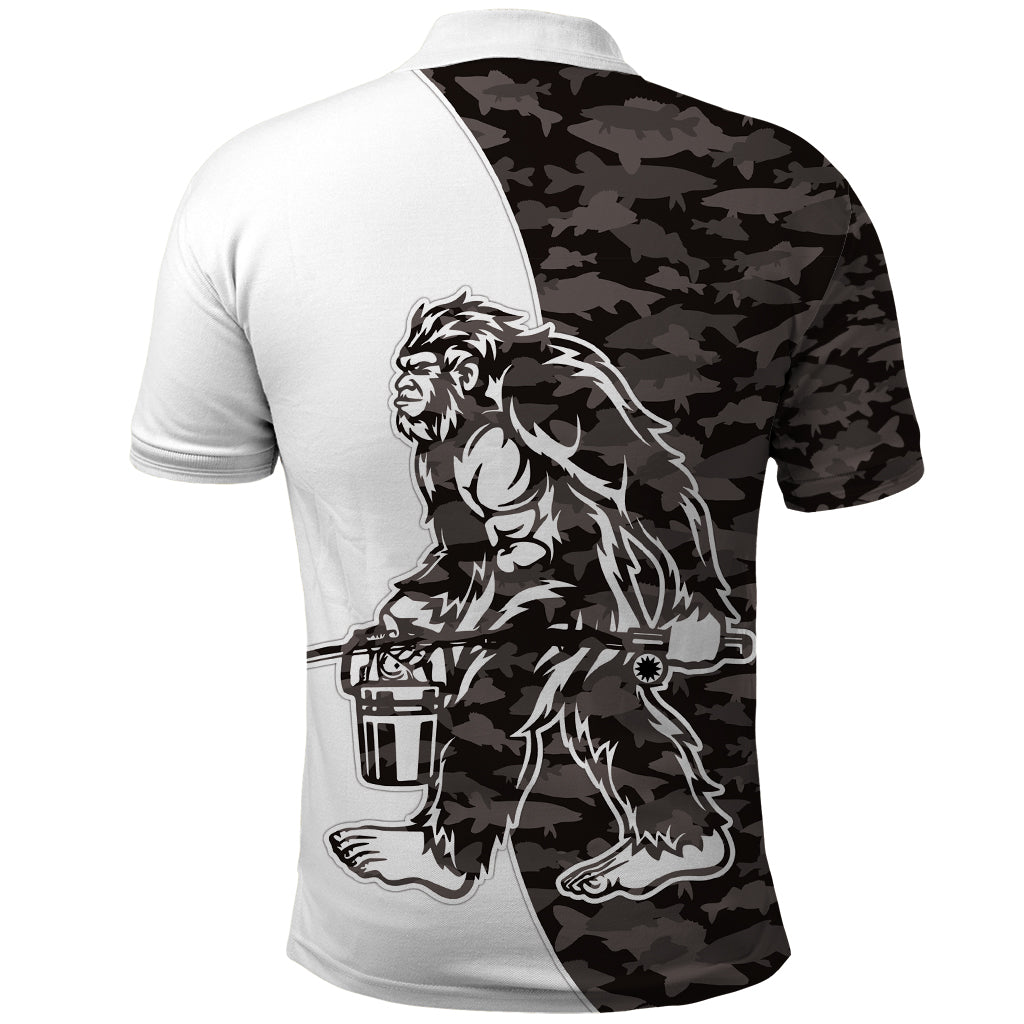 Funny Bigfoot Gray Military Texture Fish Polo Shirt - Wonder Print Shop