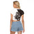 Funny Bigfoot Gray Military Texture Fish Raglan Cropped T Shirt - Wonder Print Shop