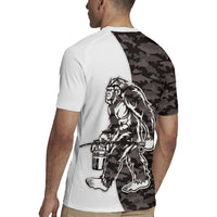 Funny Bigfoot Gray Military Texture Fish Rugby Jersey - Wonder Print Shop