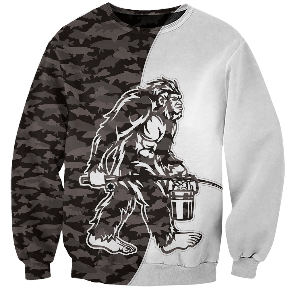 Funny Bigfoot Gray Military Texture Fish Sweatshirt - Wonder Print Shop