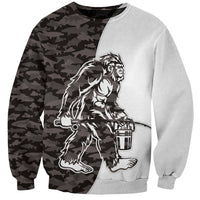 Funny Bigfoot Gray Military Texture Fish Sweatshirt - Wonder Print Shop