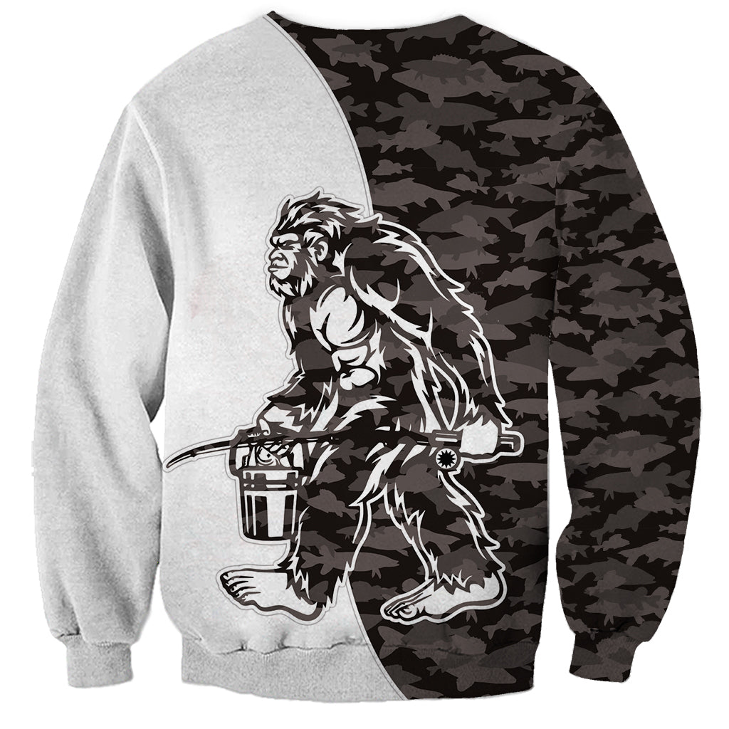 Funny Bigfoot Gray Military Texture Fish Sweatshirt - Wonder Print Shop