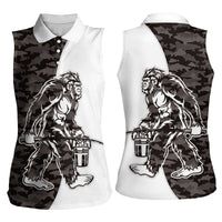 Funny Bigfoot Gray Military Texture Fish Women Sleeveless Polo Shirt - Wonder Print Shop