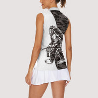 Funny Bigfoot Gray Military Texture Fish Women Sleeveless Polo Shirt - Wonder Print Shop