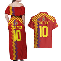 Custom Spain Football 2024 Road To The Champion Couples Matching Off Shoulder Maxi Dress and Hawaiian Shirt Vamos a Espana - Wonder Print Shop