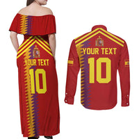 Custom Spain Football 2024 Road To The Champion Couples Matching Off Shoulder Maxi Dress and Long Sleeve Button Shirt Vamos a Espana - Wonder Print Shop