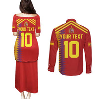 Custom Spain Football 2024 Road To The Champion Couples Matching Puletasi and Long Sleeve Button Shirt Vamos a Espana - Wonder Print Shop