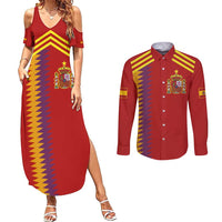 Custom Spain Football 2024 Road To The Champion Couples Matching Summer Maxi Dress and Long Sleeve Button Shirt Vamos a Espana - Wonder Print Shop
