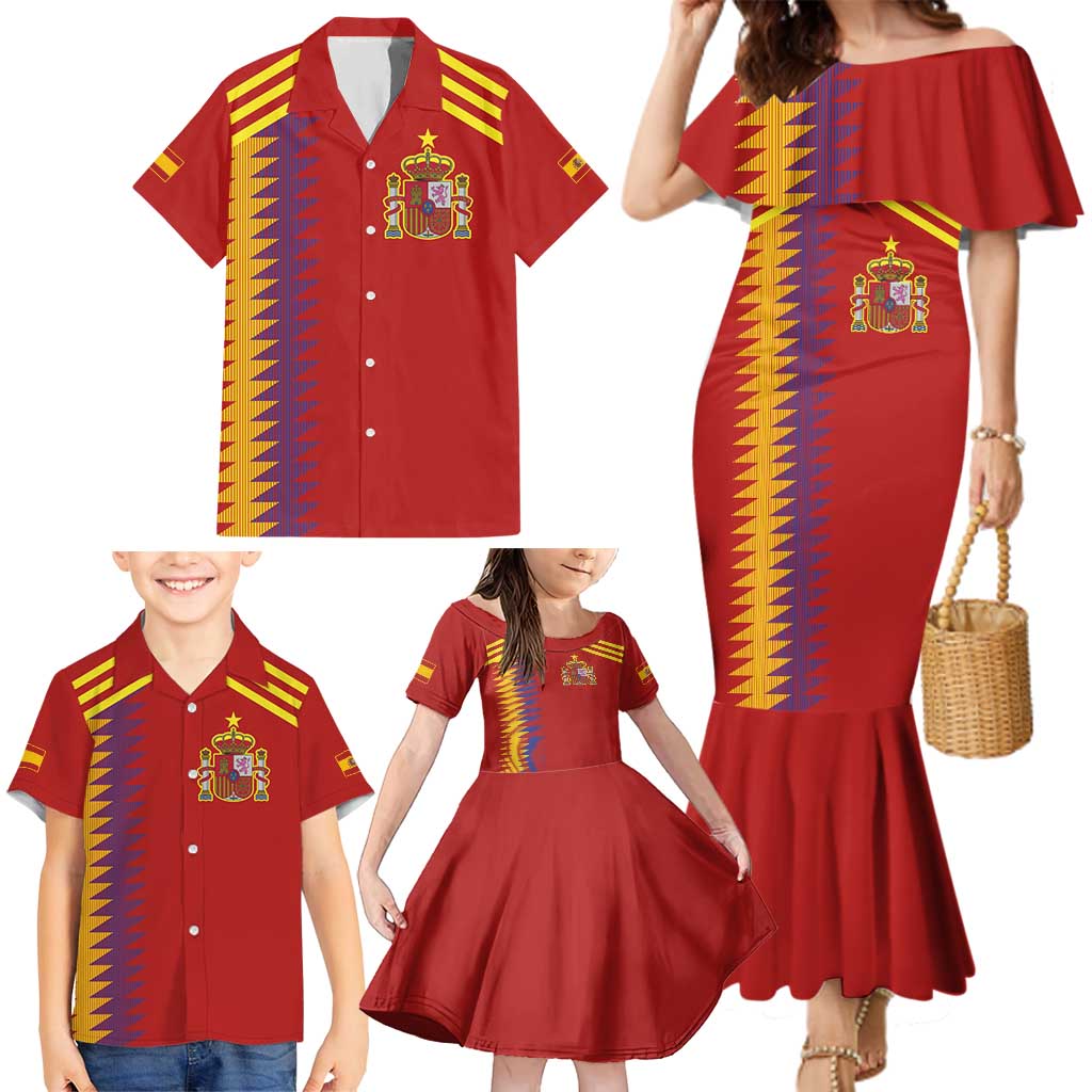 Custom Spain Football 2024 Road To The Champion Family Matching Mermaid Dress and Hawaiian Shirt Vamos a Espana - Wonder Print Shop