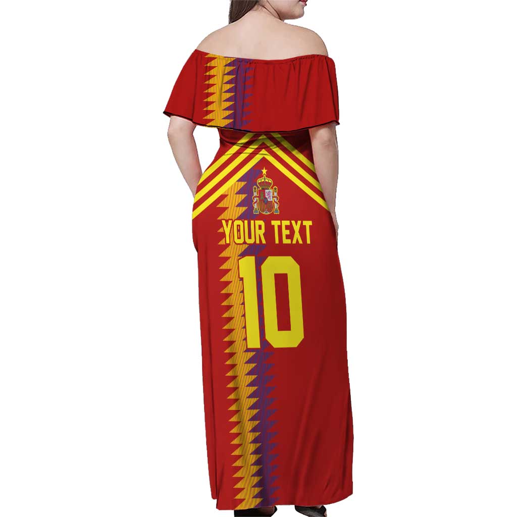 Custom Spain Football 2024 Road To The Champion Family Matching Off Shoulder Maxi Dress and Hawaiian Shirt Vamos a Espana - Wonder Print Shop