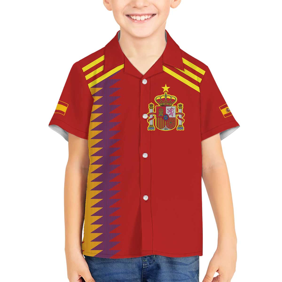Custom Spain Football 2024 Road To The Champion Family Matching Off Shoulder Short Dress and Hawaiian Shirt Vamos a Espana - Wonder Print Shop