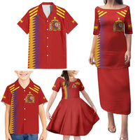 Custom Spain Football 2024 Road To The Champion Family Matching Puletasi and Hawaiian Shirt Vamos a Espana - Wonder Print Shop