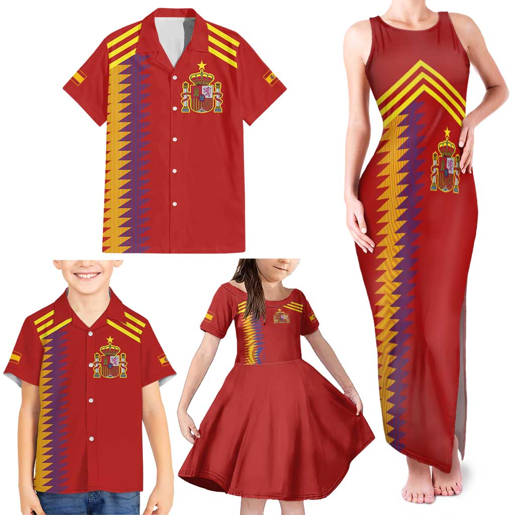 Custom Spain Football 2024 Road To The Champion Family Matching Tank Maxi Dress and Hawaiian Shirt Vamos a Espana - Wonder Print Shop