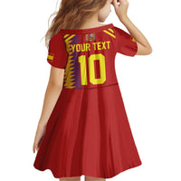 Custom Spain Football 2024 Road To The Champion Kid Short Sleeve Dress Vamos a Espana - Wonder Print Shop