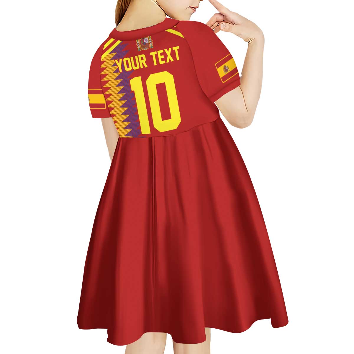 Custom Spain Football 2024 Road To The Champion Kid Short Sleeve Dress Vamos a Espana - Wonder Print Shop