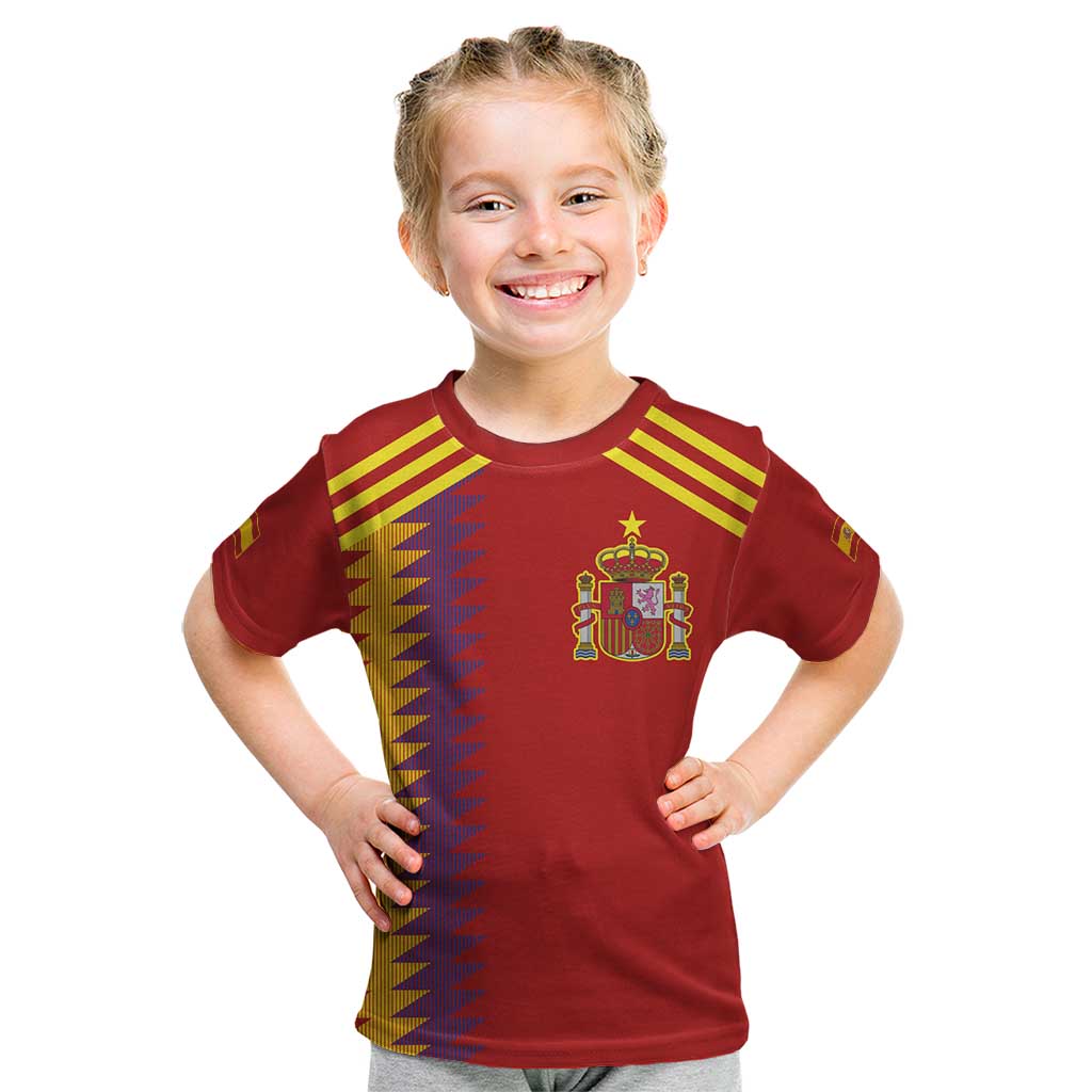 Custom Spain Football 2024 Road To The Champion Kid T Shirt Vamos a Espana - Wonder Print Shop