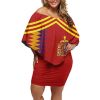 Custom Spain Football 2024 Road To The Champion Off Shoulder Short Dress Vamos a Espana - Wonder Print Shop