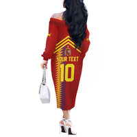 Custom Spain Football 2024 Road To The Champion Off The Shoulder Long Sleeve Dress Vamos a Espana - Wonder Print Shop