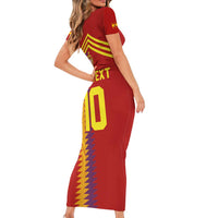 Custom Spain Football 2024 Road To The Champion Short Sleeve Bodycon Dress Vamos a Espana - Wonder Print Shop