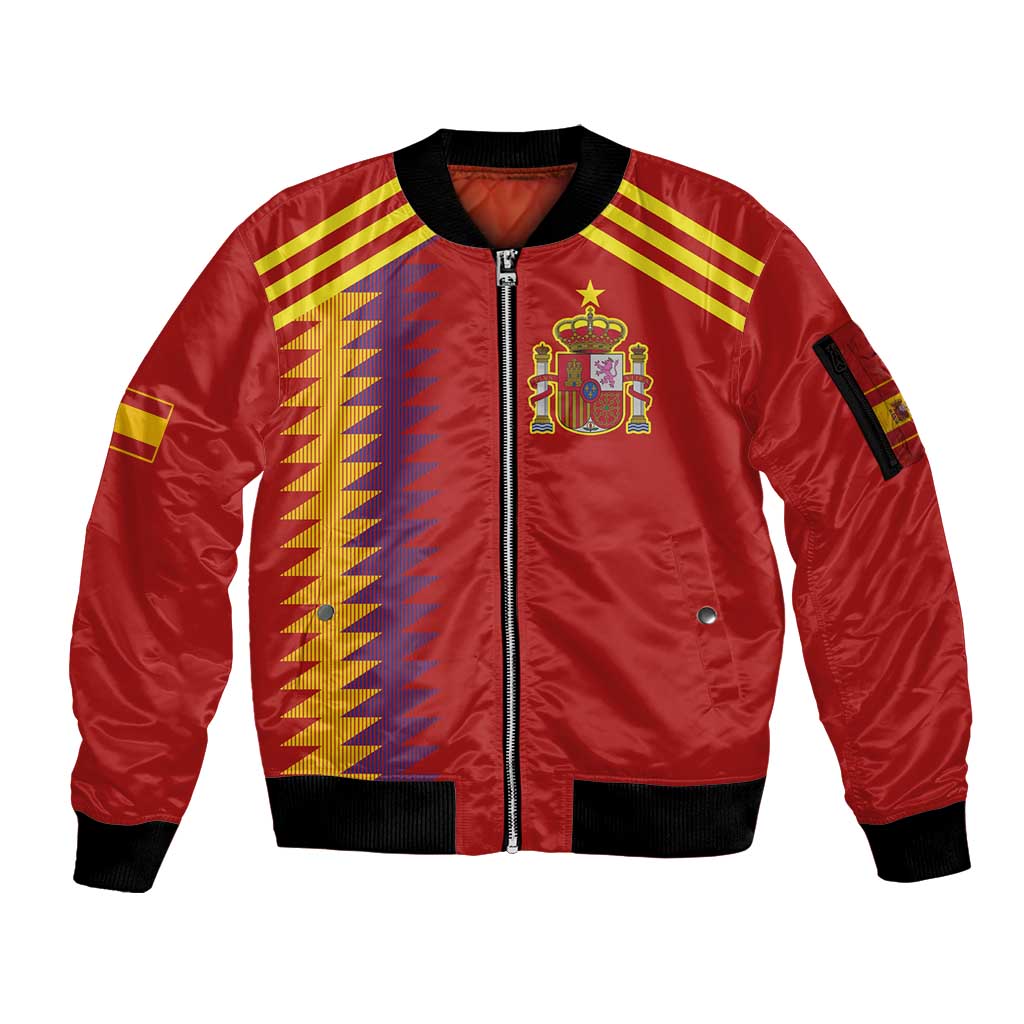 Custom Spain Football 2024 Road To The Champion Sleeve Zip Bomber Jacket Vamos a Espana - Wonder Print Shop