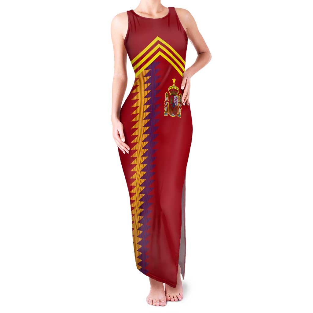 Custom Spain Football 2024 Road To The Champion Tank Maxi Dress Vamos a Espana - Wonder Print Shop