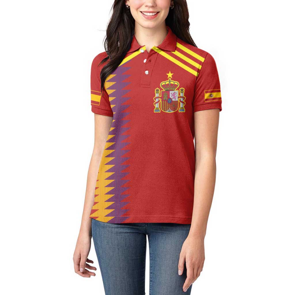 Custom Spain Football 2024 Road To The Champion Women Polo Shirt Vamos a Espana - Wonder Print Shop