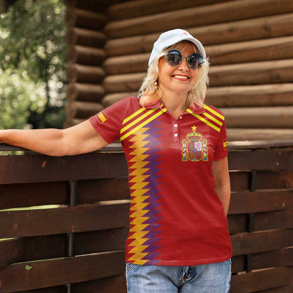 Custom Spain Football 2024 Road To The Champion Women Polo Shirt Vamos a Espana - Wonder Print Shop