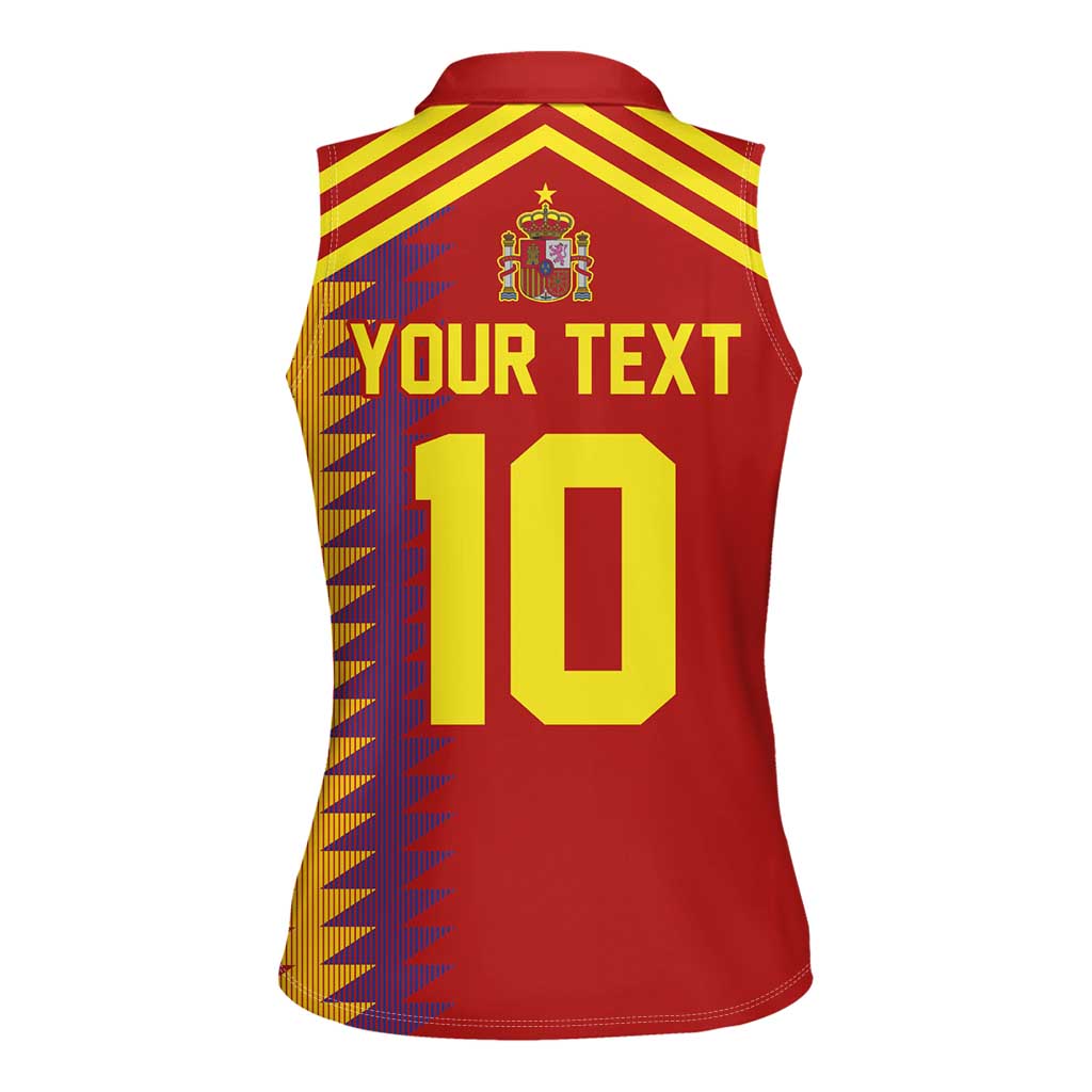 Custom Spain Football 2024 Road To The Champion Women Sleeveless Polo Shirt Vamos a Espana - Wonder Print Shop