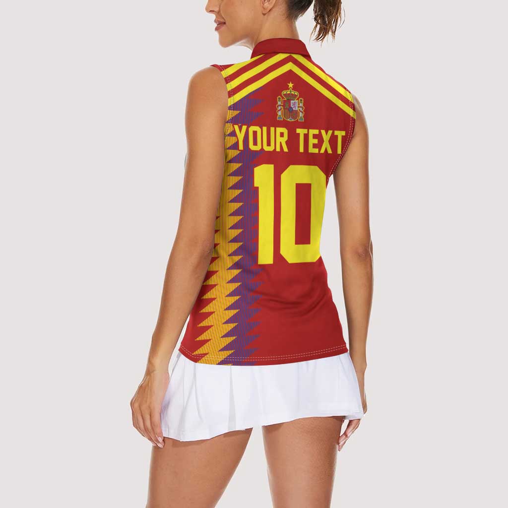 Custom Spain Football 2024 Road To The Champion Women Sleeveless Polo Shirt Vamos a Espana - Wonder Print Shop