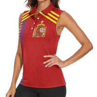 Custom Spain Football 2024 Road To The Champion Women Sleeveless Polo Shirt Vamos a Espana - Wonder Print Shop