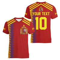 Custom Spain Football 2024 Road To The Champion Women V-Neck T-Shirt Vamos a Espana - Wonder Print Shop