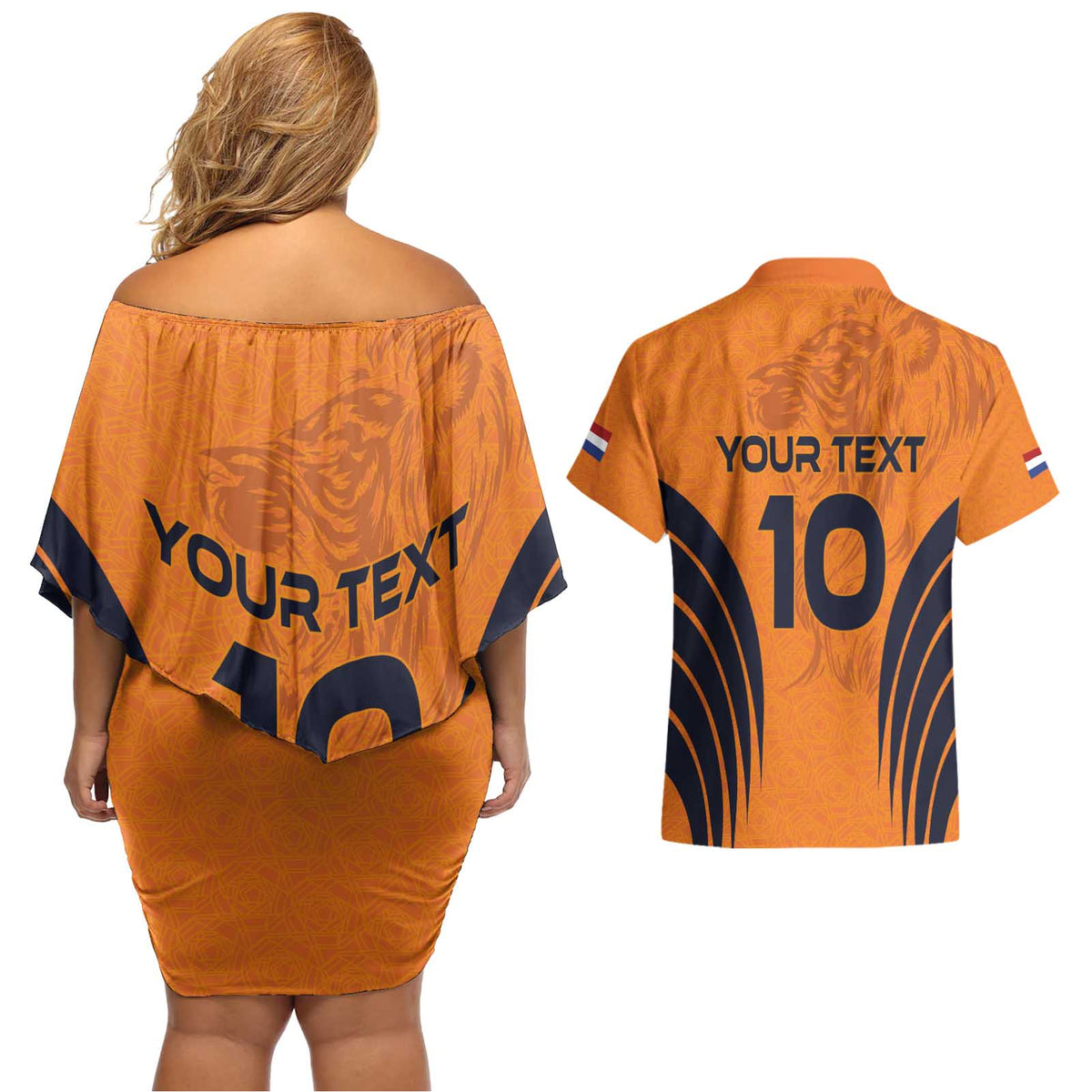 Custom Netherlands Football 2024 Road To The Champion Couples Matching Off Shoulder Short Dress and Hawaiian Shirt - Wonder Print Shop