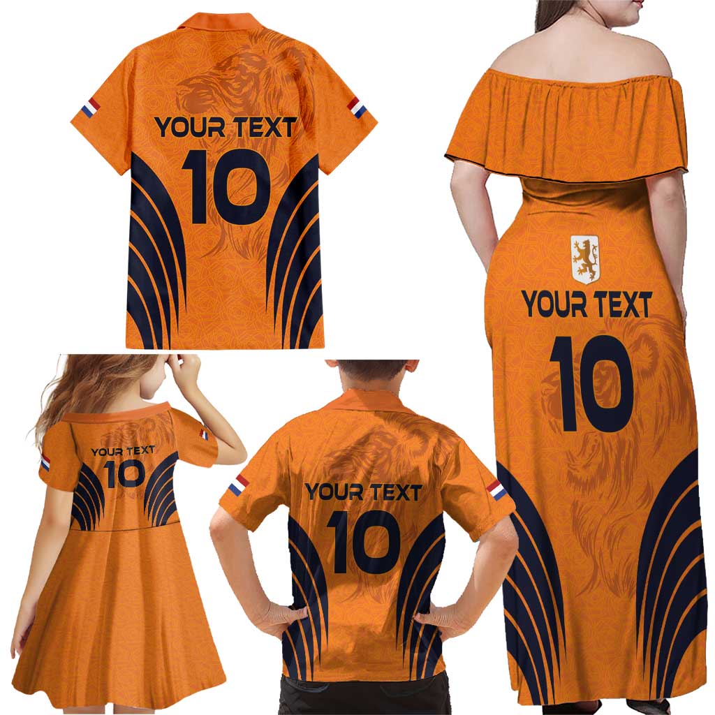 Custom Netherlands Football 2024 Road To The Champion Family Matching Off Shoulder Maxi Dress and Hawaiian Shirt - Wonder Print Shop