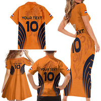 Custom Netherlands Football 2024 Road To The Champion Family Matching Short Sleeve Bodycon Dress and Hawaiian Shirt - Wonder Print Shop