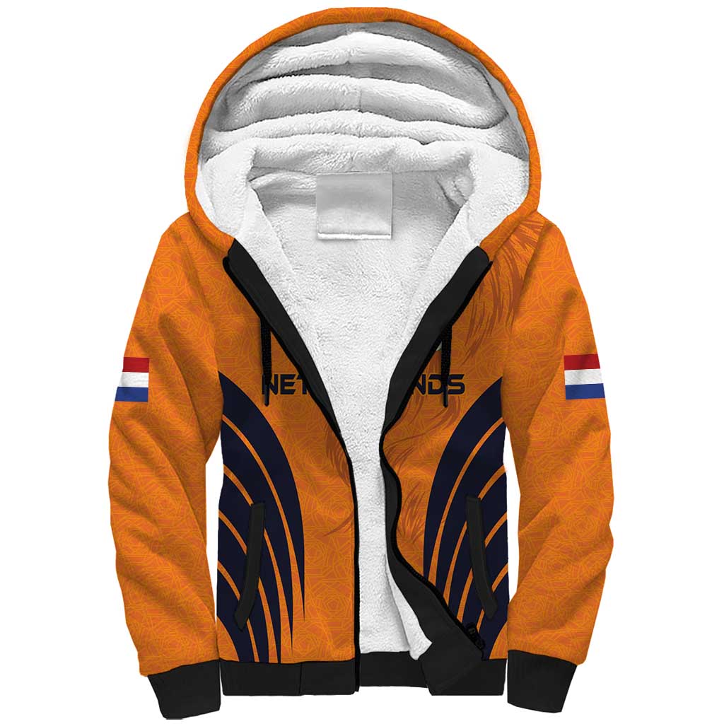 Custom Netherlands Football 2024 Road To The Champion Sherpa Hoodie - Wonder Print Shop