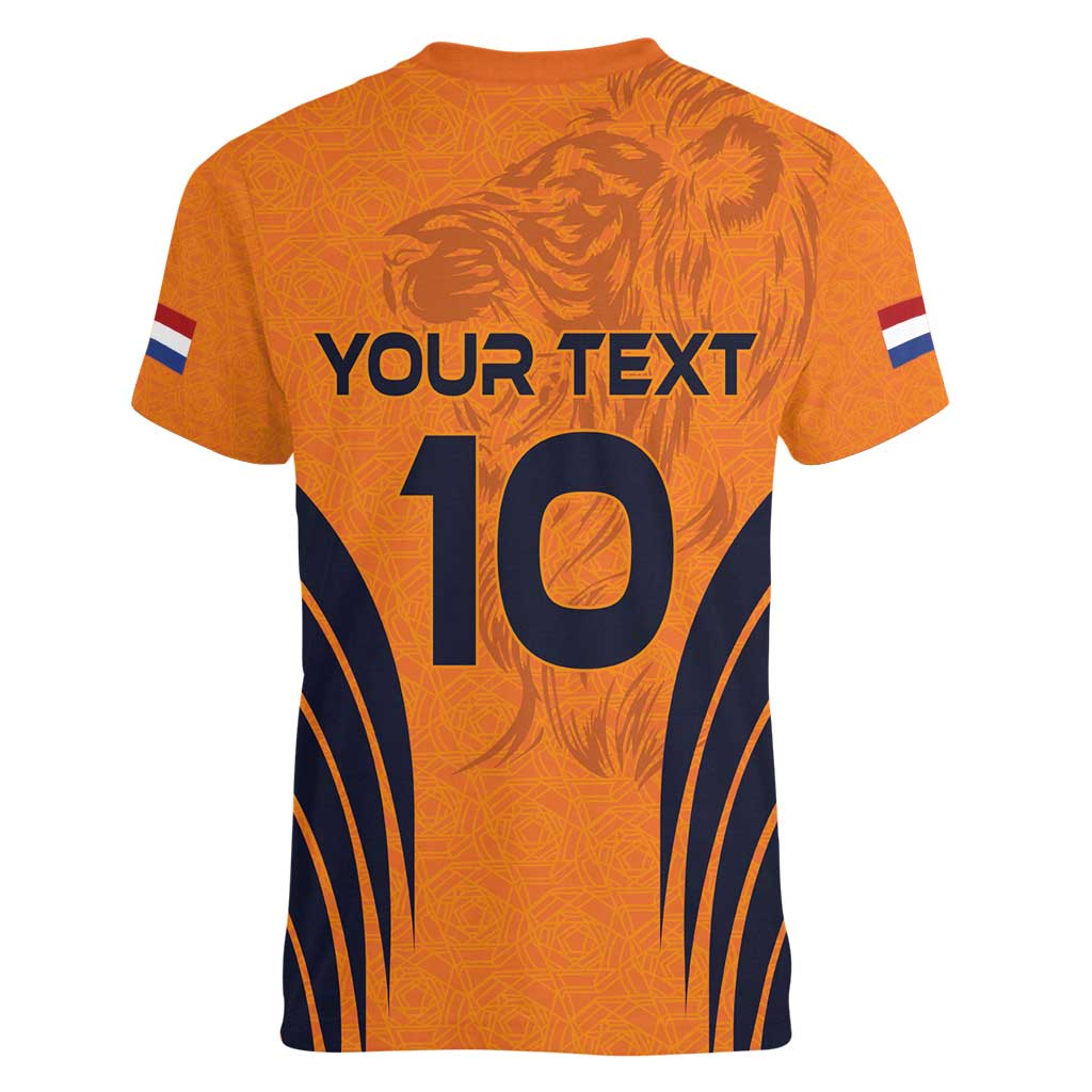 Custom Netherlands Football 2024 Road To The Champion Women V-Neck T-Shirt - Wonder Print Shop