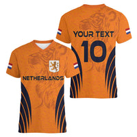 Custom Netherlands Football 2024 Road To The Champion Women V-Neck T-Shirt - Wonder Print Shop